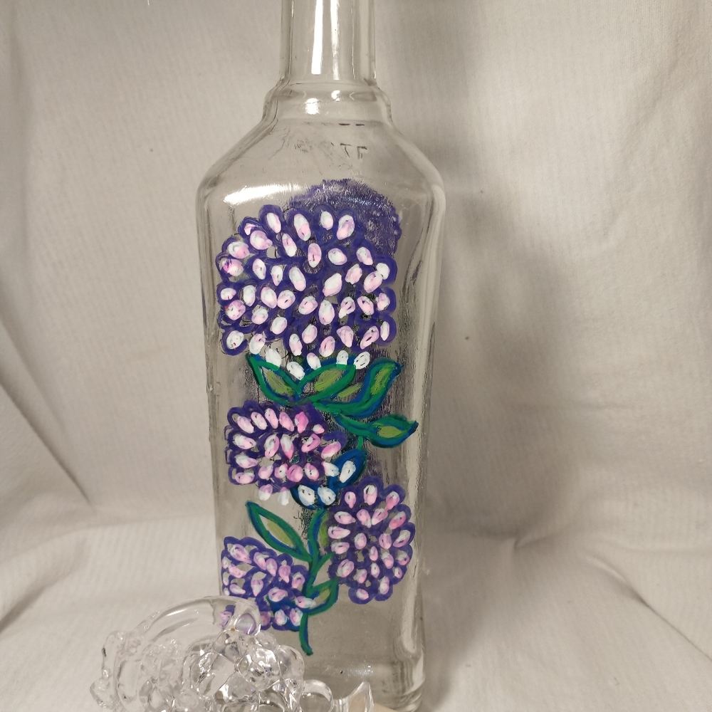 Custom painted bottle. Comes with a grape topper